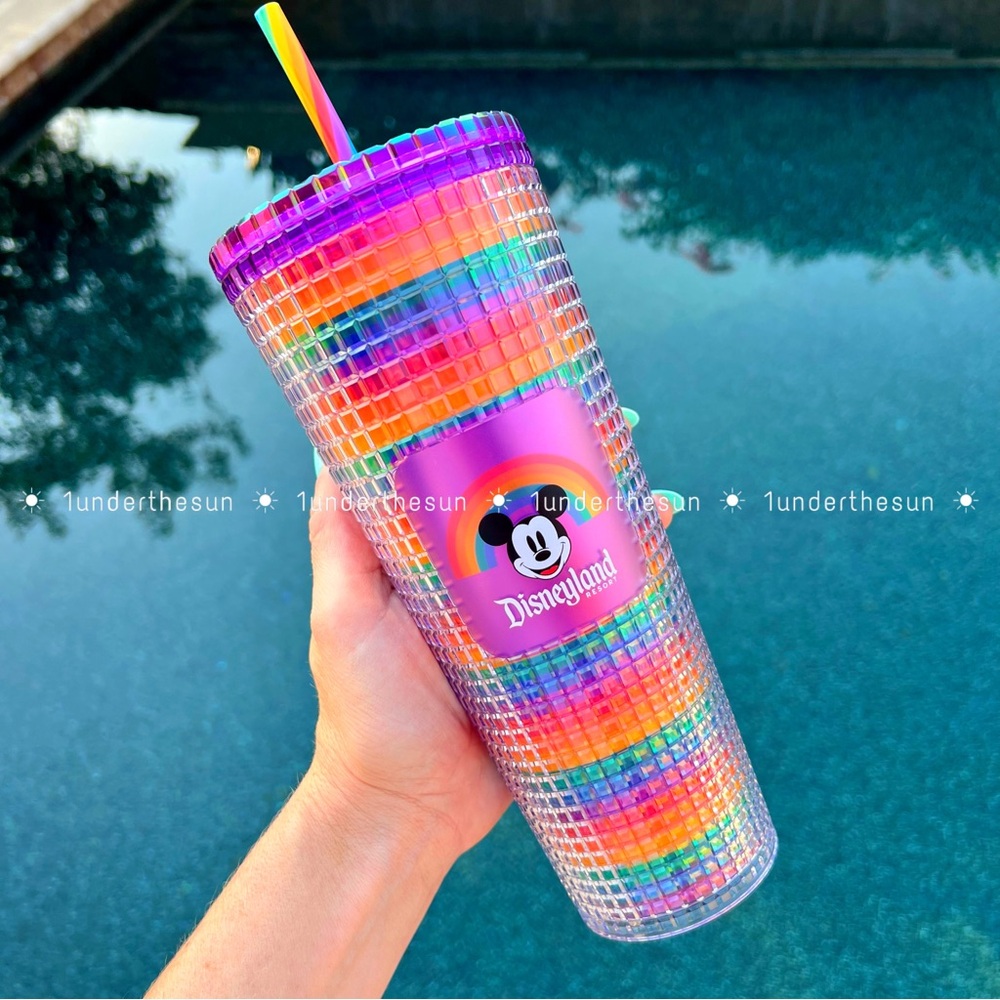 🌈✨ Disney Pride Collection Starbucks® Tumbler Straw Disneyland Rainbow Grid
